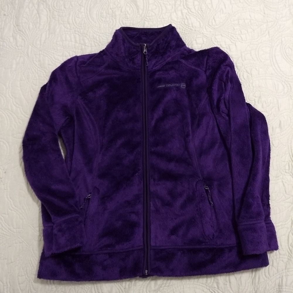 Free Country fuzzy fleece purple full zip jacket